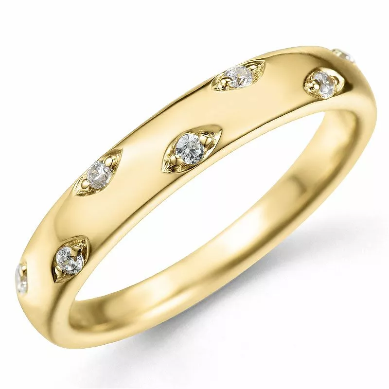 abstraktem Diamantring in 9 Karat Gold 0,09 ct - Abstrakten Ringe