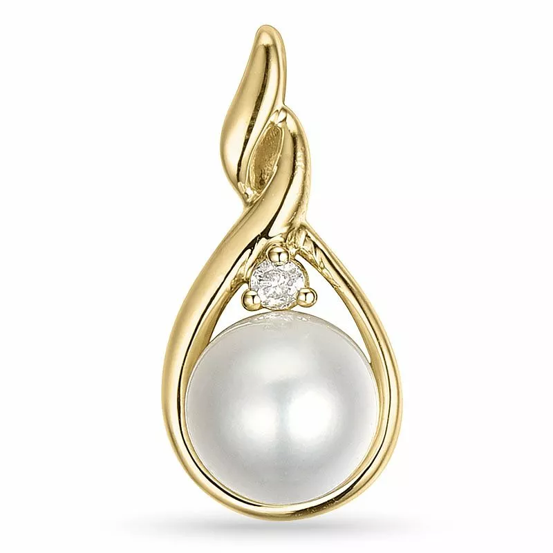 Perle diamantanhänger in 9 karat gold 0,03 ct - Perlenschmuck - Schmuckstücke mit Perlen - Schnelle Lieferung