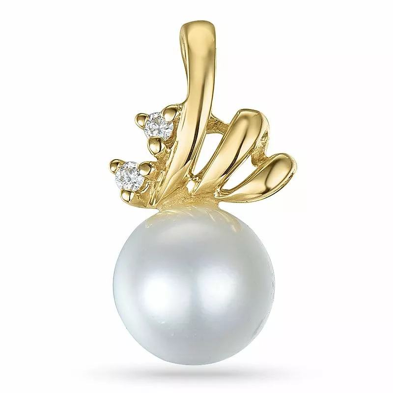 Perle diamantanhänger in 9 karat gold 0,02 ct - Perlenschmuck - Schmuckstücke mit Perlen - Schnelle Lieferung