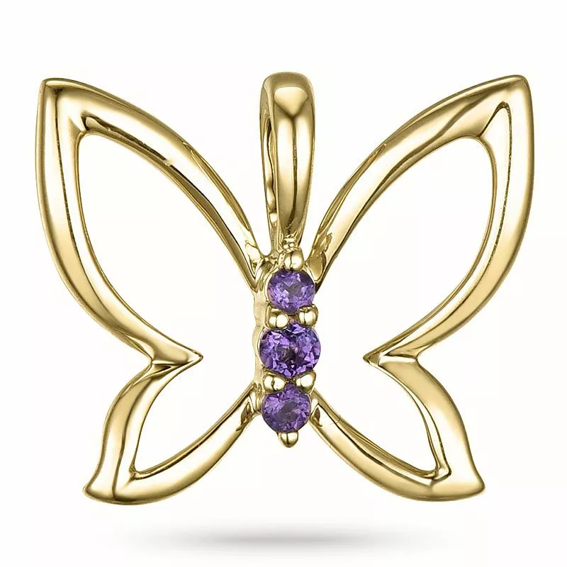 Schmetterlinge amethyst anhänger in 9 karat gold 0,04 ct - Anhänger mit Schmetterling - Bestellen Sie hier hübsche Anhänger