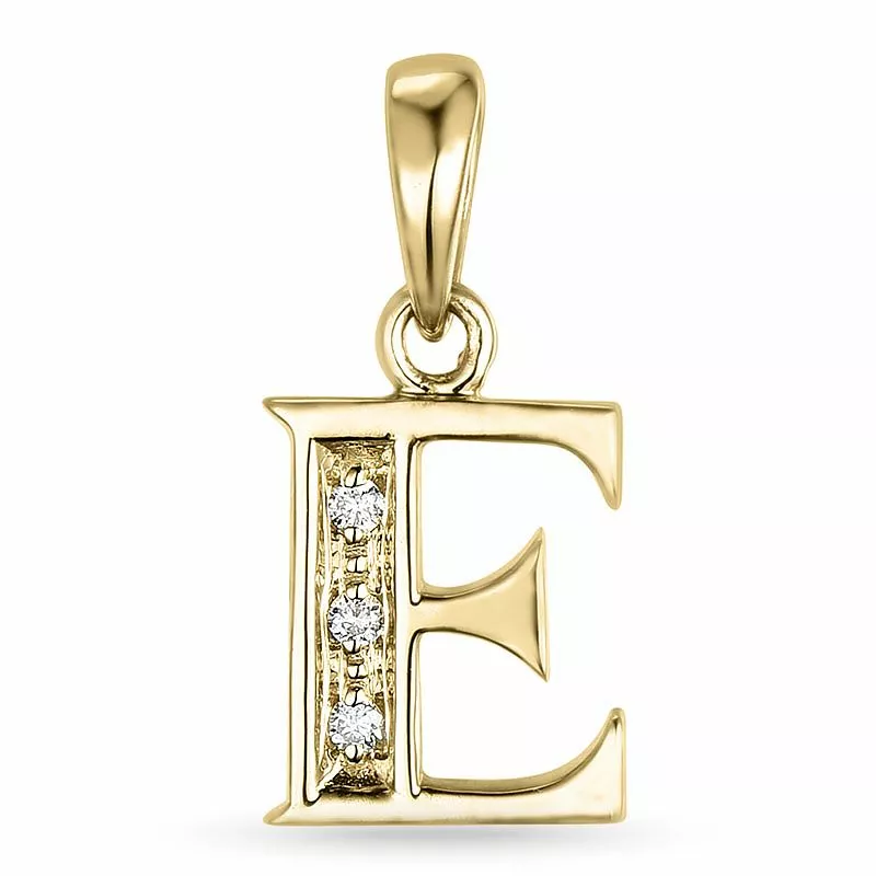 buchstab e Diamant Anhänger in 9 karat Gold 0,02 ct - Anhänger