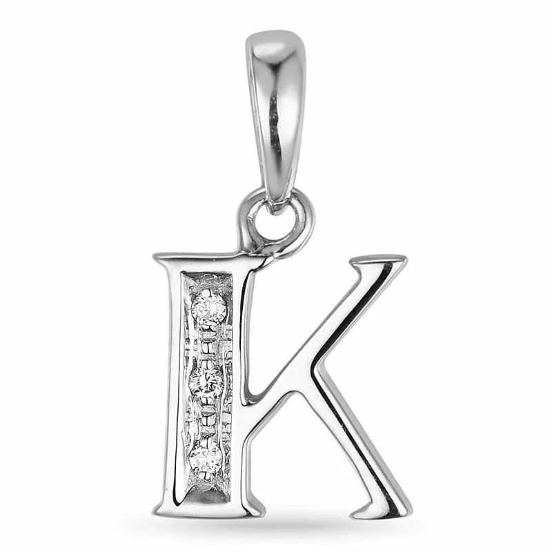 buchstab k Diamant Anhänger in 9 karat Weißgold 0,02 ct - Anhänger