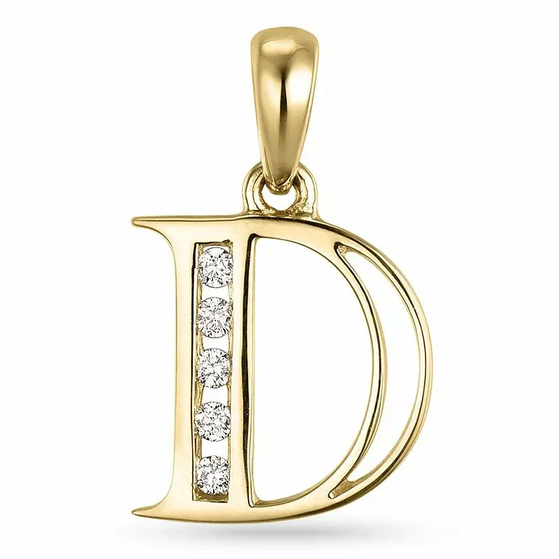buchstab d Diamant Anhänger in 9 karat Gold 0,05 ct - Schmuck - Günstige Schmuck online kaufen hier auf Chanti