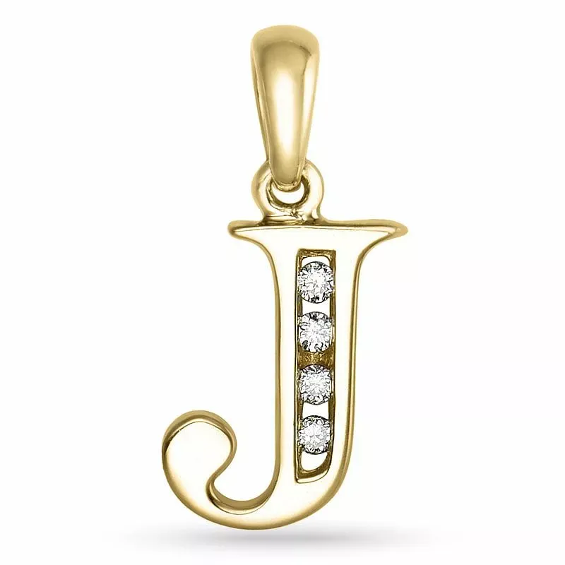 buchstab j Diamant Anhänger in 9 karat Gold 0,04 ct - Schmuck - Günstige Schmuck online kaufen hier auf Chanti
