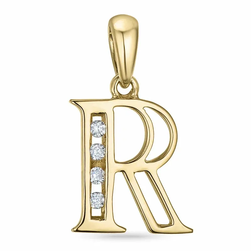 buchstab r Diamant Anhänger in 9 karat Gold 0,04 ct - Schmuck - Günstige Schmuck online kaufen hier auf Chanti