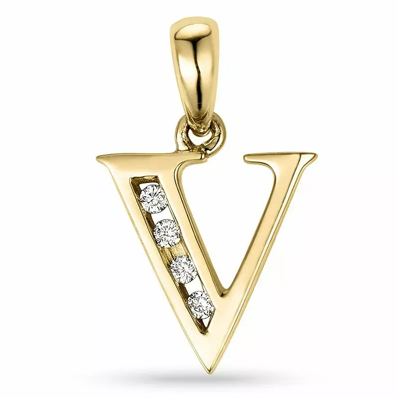 buchstab v Diamant Anhänger in 9 karat Gold 0,04 ct - Schmuck - Günstige Schmuck online kaufen hier auf Chanti