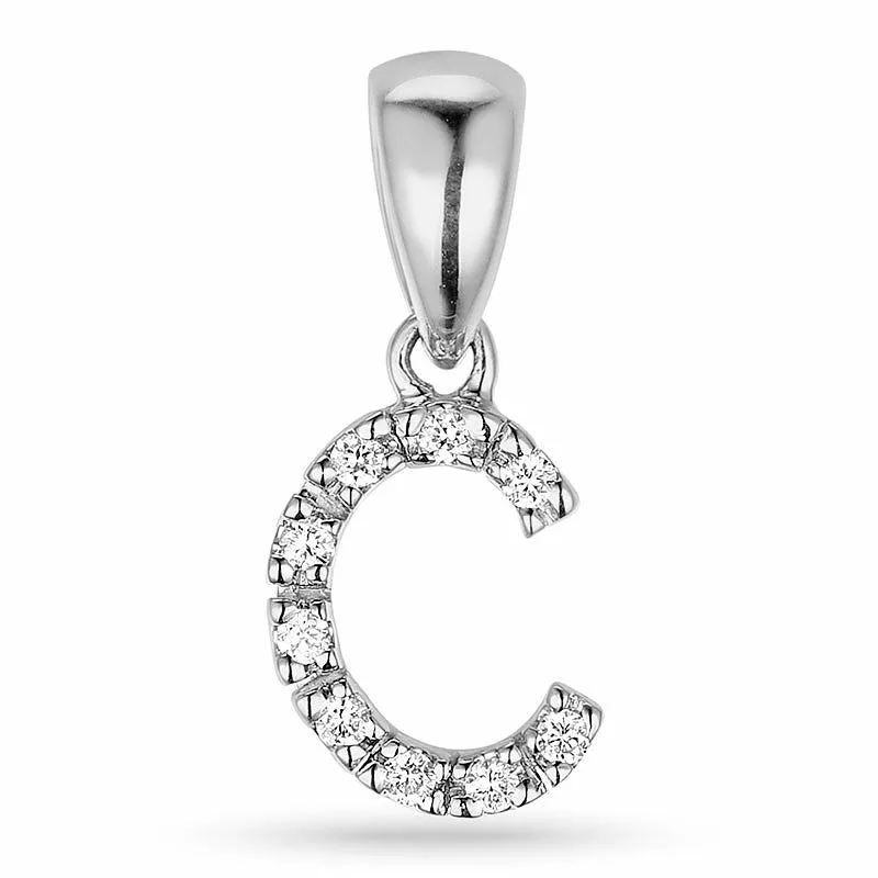 buchstab c Diamant Anhänger in 9 karat Weißgold 0,05 ct - Anhänger