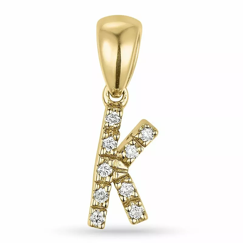 buchstab k Diamant Anhänger in 9 karat Gold 0,06 ct - Anhänger