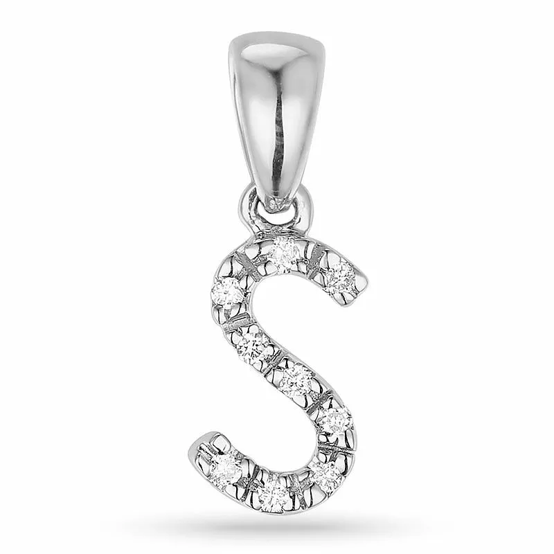 buchstab s Diamant Anhänger in 9 karat Weißgold 0,05 ct - Anhänger