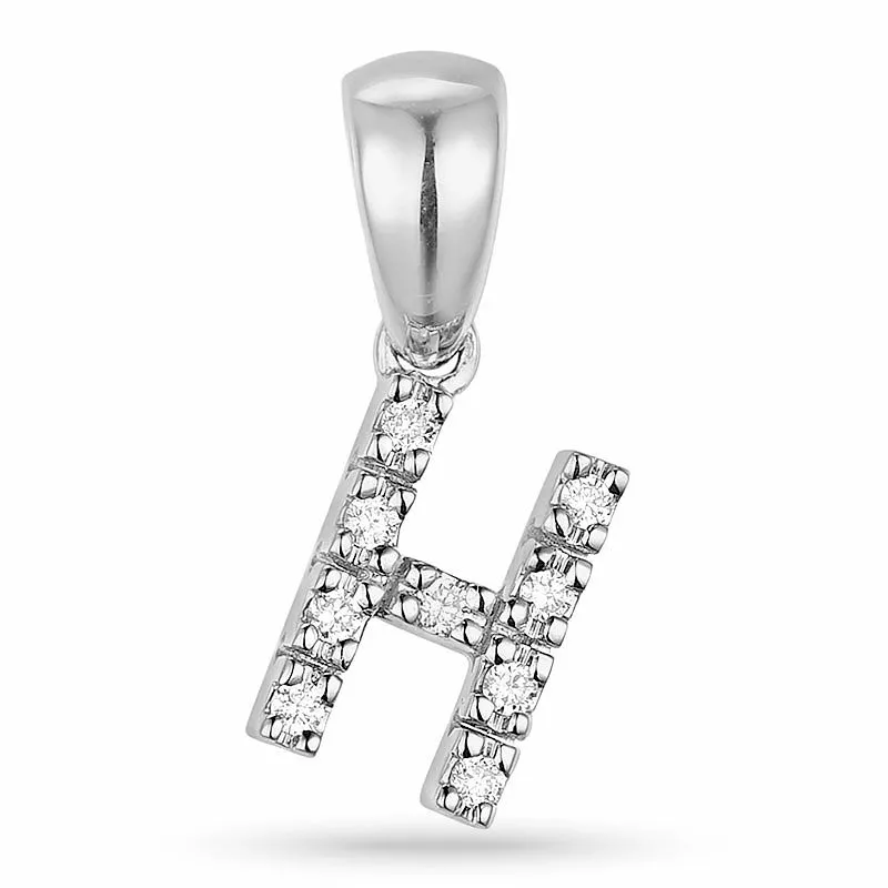 buchstab h Diamant Anhänger in 9 karat Weißgold 0,05 ct - Anhänger