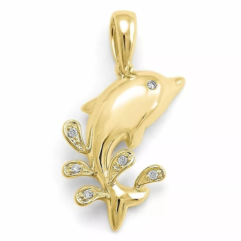 Delfin diamantanhänger in 9 karat gold 0,03 ct - Tieranhänger - Finden Sie hier günstige Anhänger mit Tiermotiven