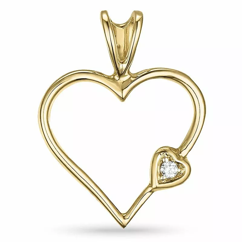 Herz diamantanhänger in 9 karat gold 0,009 ct - Herzanhänger - Schöne Herz Anhänger in elegantem Design
