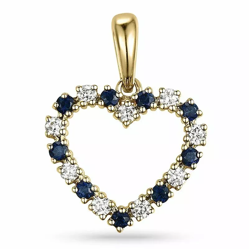 Herz Saphir Diamantanhänger in 9 karat Gold 0,20 ct 0,29 ct - Schmuck - Günstige Schmuck online kaufen hier auf Chanti