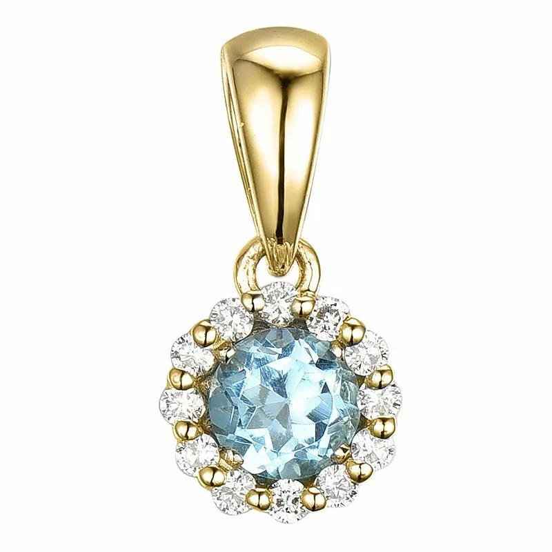 Elegant runder topas diamantanhänger in 9 karat gold 0,07 ct 0,30 ct - Schmuck mit Steinen