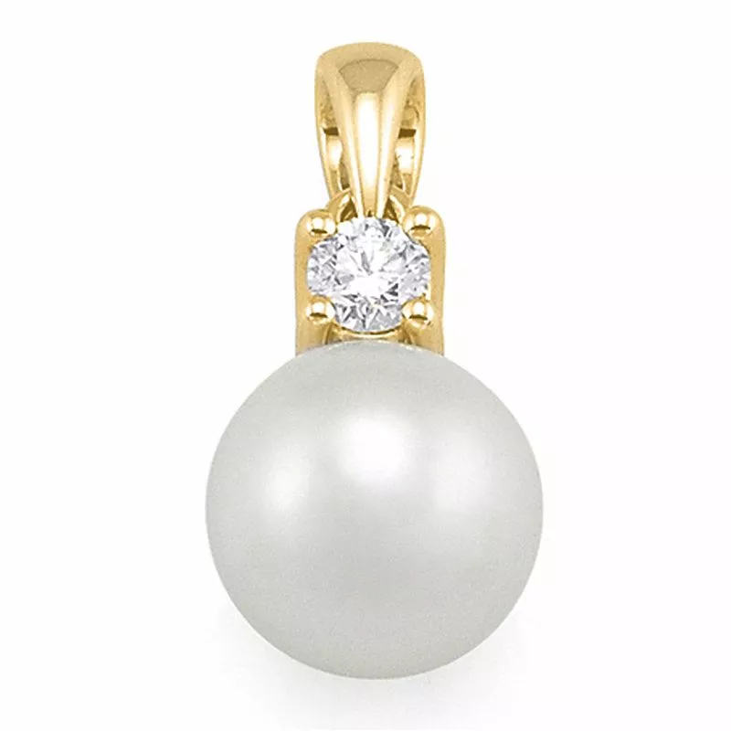 Perle Diamantanhänger in 9 karat Gold 0,10 ct - Schmuck - Günstige Schmuck online kaufen hier auf Chanti