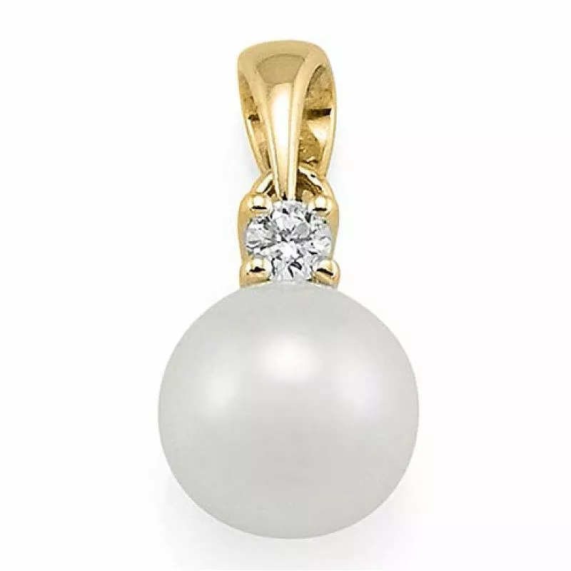 Perle Diamantanhänger in 9 karat Gold 0,05 ct - Schmuck - Günstige Schmuck online kaufen hier auf Chanti