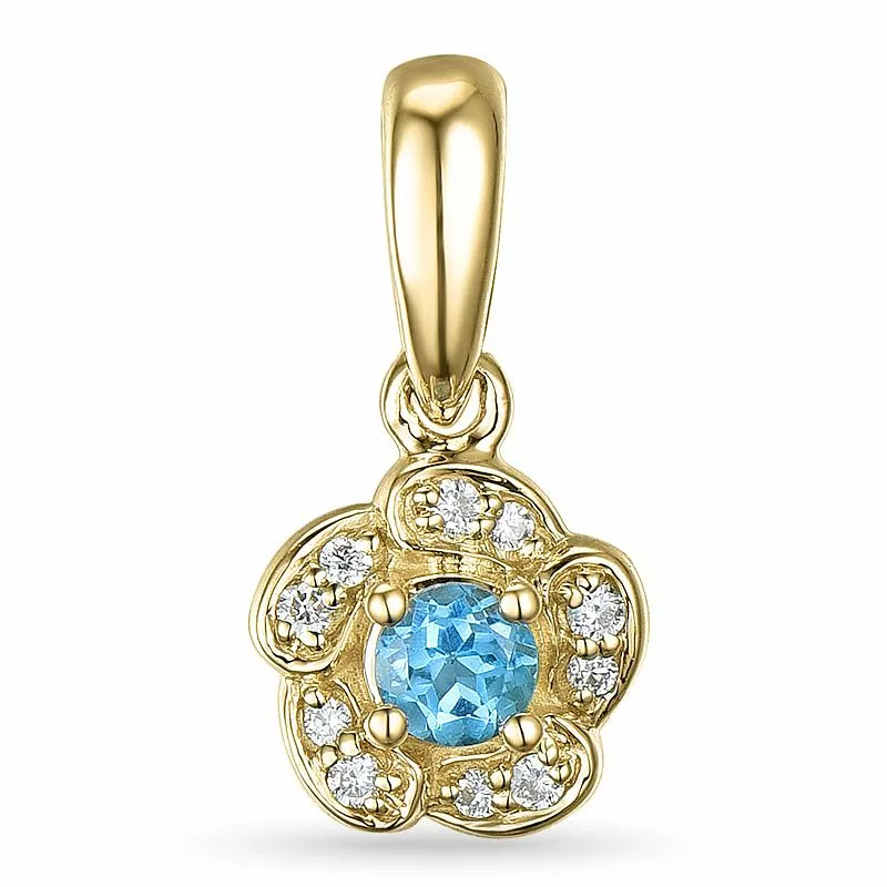Blumen topas diamantanhänger in 9 karat gold 0,04 ct 0,17 ct - Blautopasanhänger - Wählen Sie einen Anhänger in Blau - Online