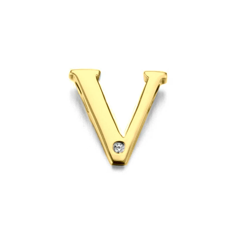 buchstab v Diamantanhänger in 9 karat Gold 0,01 ct - Buchstabenanhänger - Viele Schmuckanhänger mit Buchstaben