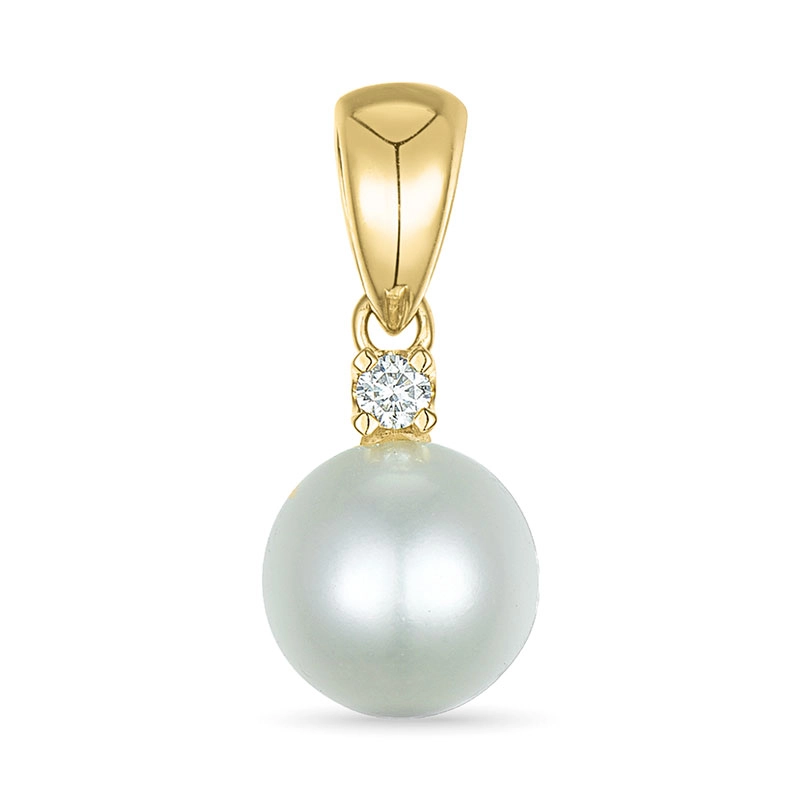 Perle Diamantanhänger in 9 karat Gold 0,03 ct - Naturperlen