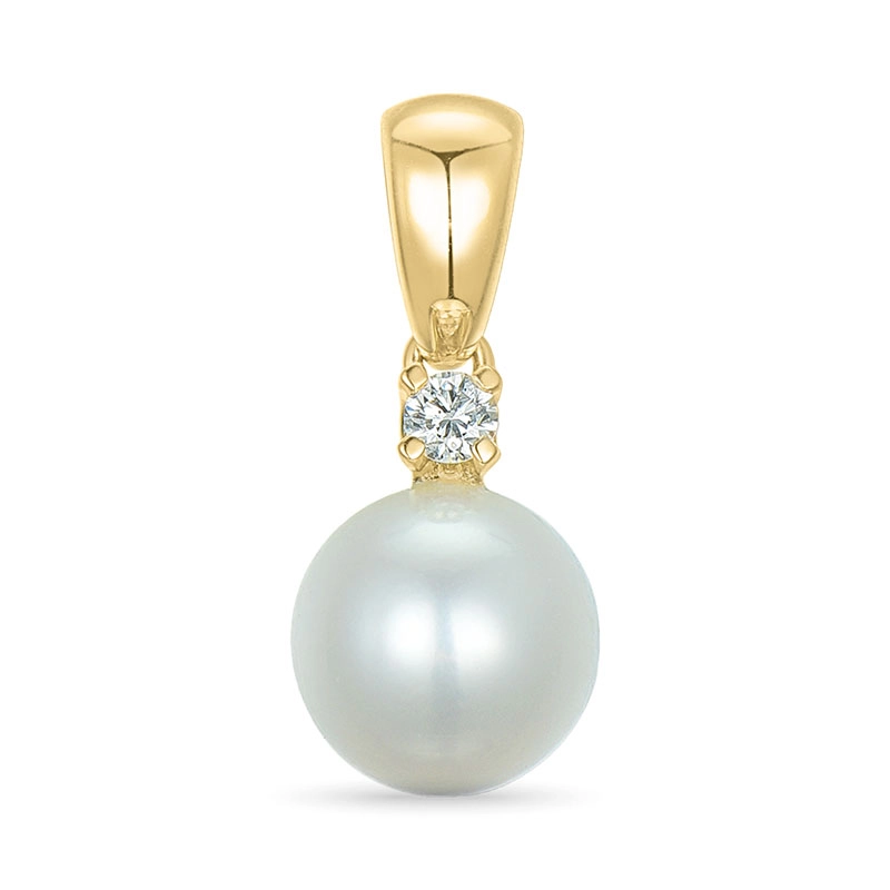 Perle Diamantanhänger in 9 karat Gold 0,04 ct - Naturperlen