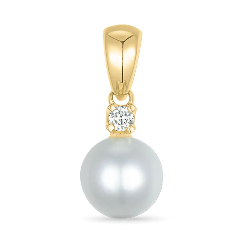 Perle Diamantanhänger in 9 karat Gold 0,05 ct - Naturperlen