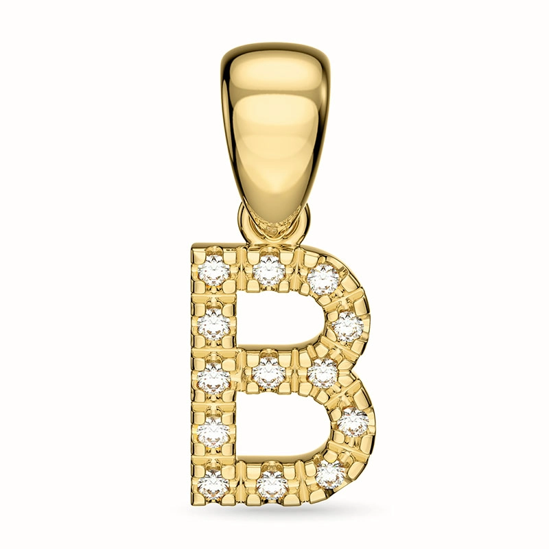buchstab b Diamant Anhänger in 9 karat Gold 0,08 ct - Schmuck mit Formen