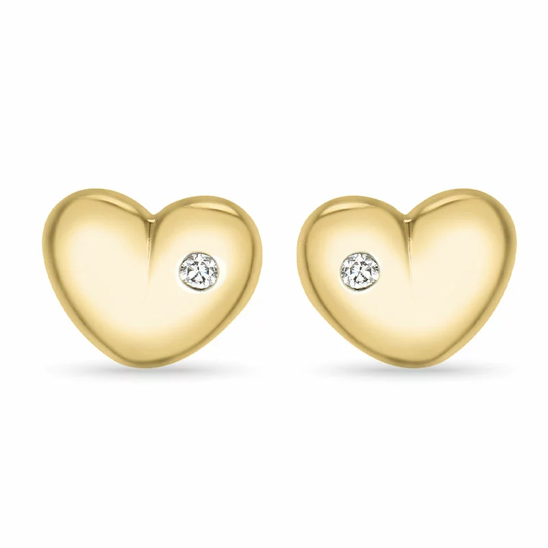 Herz Diamant Ohrstecker in 9 Karat Gold mit Diamant - Herz Ohrringe - Wir führen viele verschiedene Herzohrringe