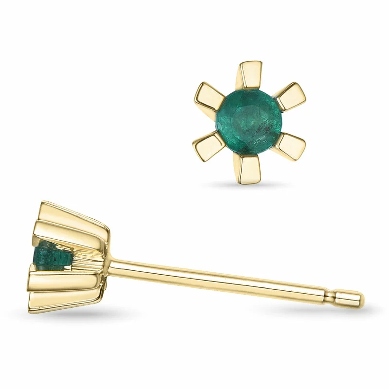 2 x 0,08 ct Smaragd Solitärohrstecker in 9 Karat Gold mit Smaragd - Ohrringe mit Solitär
