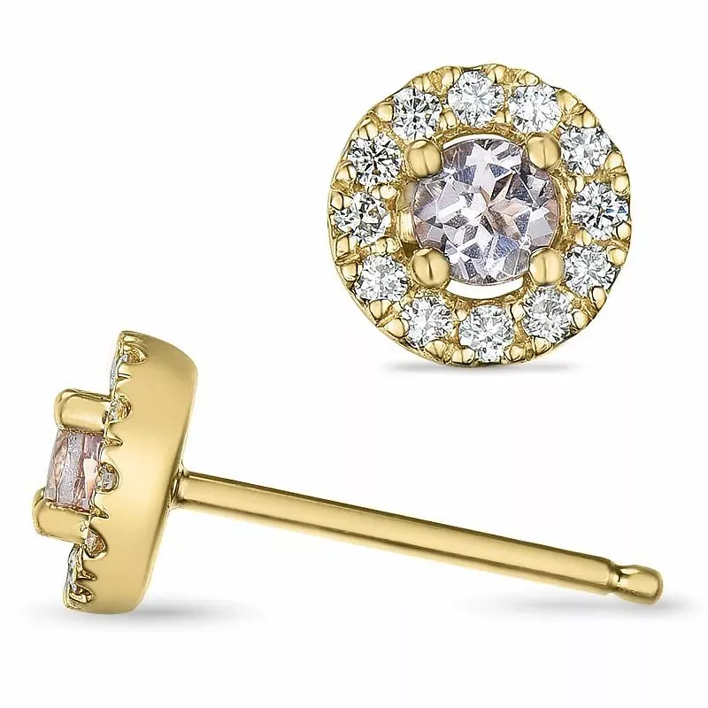 morganit Diamantohrringe in 9 Karat Gold mit morganit und Diamant - Schmuck - Günstige Schmuck online kaufen hier auf Chanti