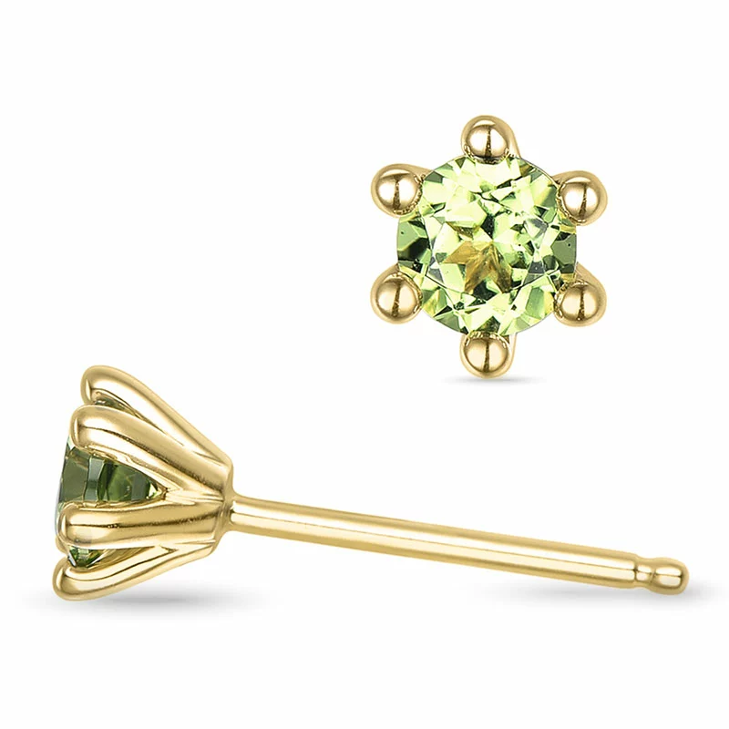 2 x 0,30 ct Peridot Solitärohrstecker in 9 Karat Gold mit Peridot - Ohrringe mit 2 x 0,30 ct Solitär - Schöne Ohrringe mit Solitär
