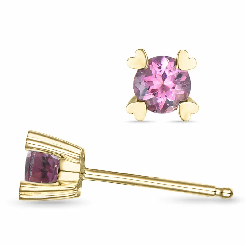 2 x 0,28 ct pink Turmalin Solitärohrstecker in 9 Karat Gold mit Turmalin - Ohrringe mit Solitär