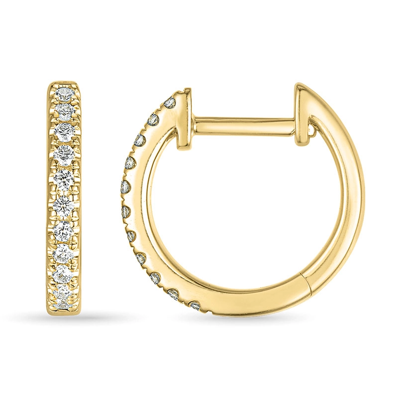 Diamant Kreole in 9 Karat Gold mit Diamant - Weiße Diamant Ohrringe