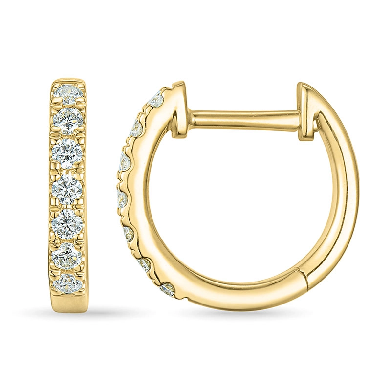 Diamant Kreole in 9 Karat Gold mit Diamant - Weiße Diamant Ohrringe