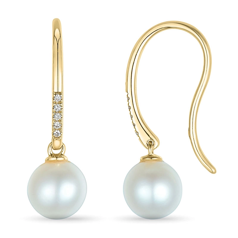Perle Diamantohrringe in 9 Karat Gold mit Diamant - Perlenschmuck - Schmuckstücke mit Perlen - Schnelle Lieferung