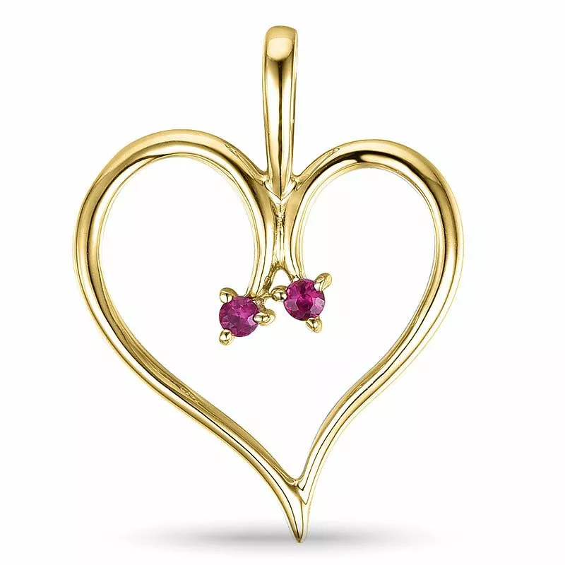 Elegant Herz Rubin Anhänger in 9 karat Gold 0,54 ct - Herzanhänger - Schöne Herz Anhänger in elegantem Design