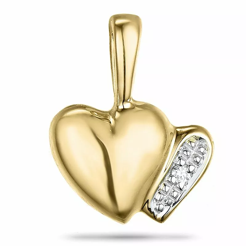 Herz diamantanhänger in 9 karat gold- und weißgold 0,005 ct - Herzanhänger - Schöne Herz Anhänger in elegantem Design
