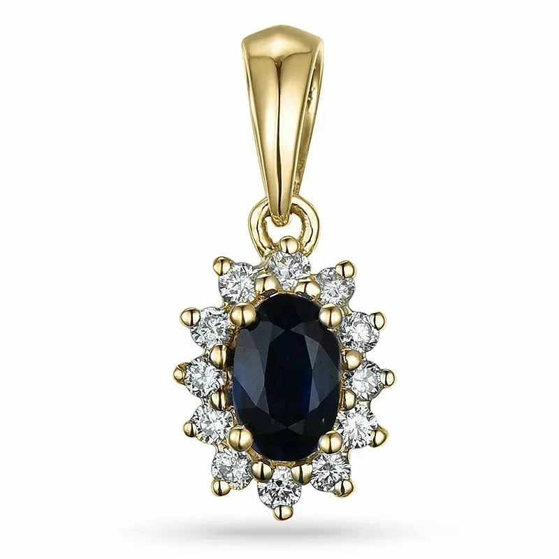 Rosette Saphir Diamantanhänger in 9 karat Gold 0,10 ct 0,35 ct - Schmuck - Günstige Schmuck online kaufen hier auf Chanti
