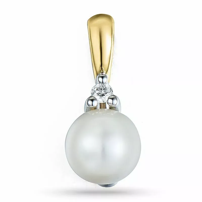 Perle Diamantanhänger in 9 karat Gold- und Weißgold 0,03 ct - Schmuck - Günstige Schmuck online kaufen hier auf Chanti