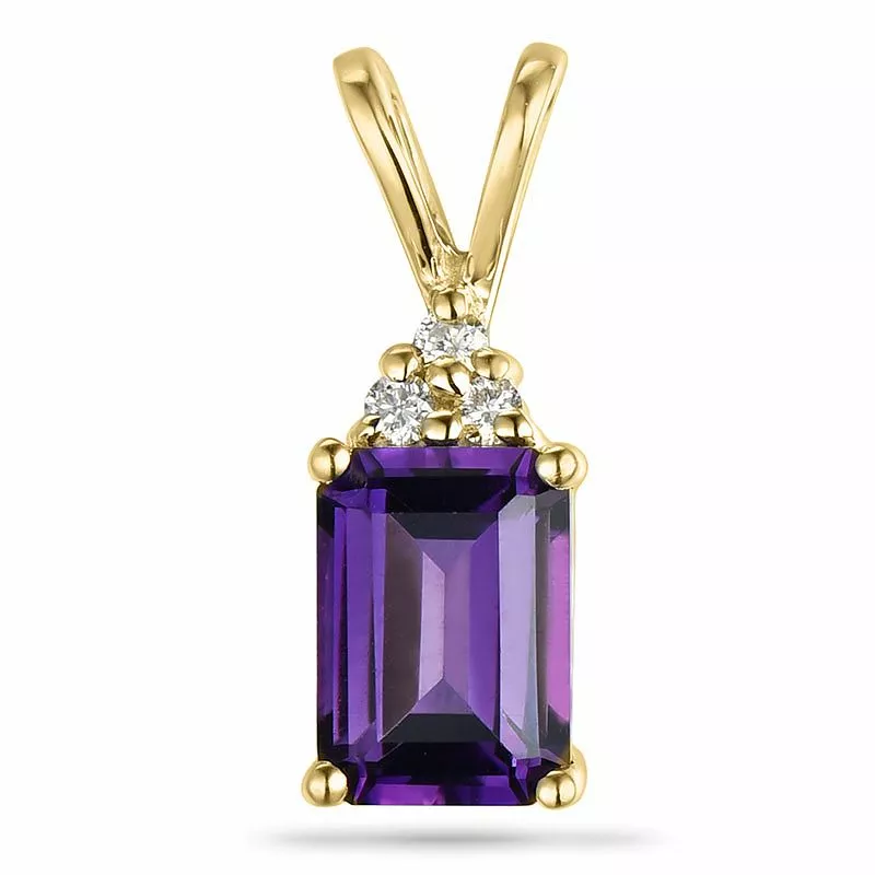 Viereckigem amethyst diamantanhänger in 9 karat gold 0,03 ct 1,00 ct - Anhänger mit Amethyst - Tolle Anhänger - Schnelle Lieferung