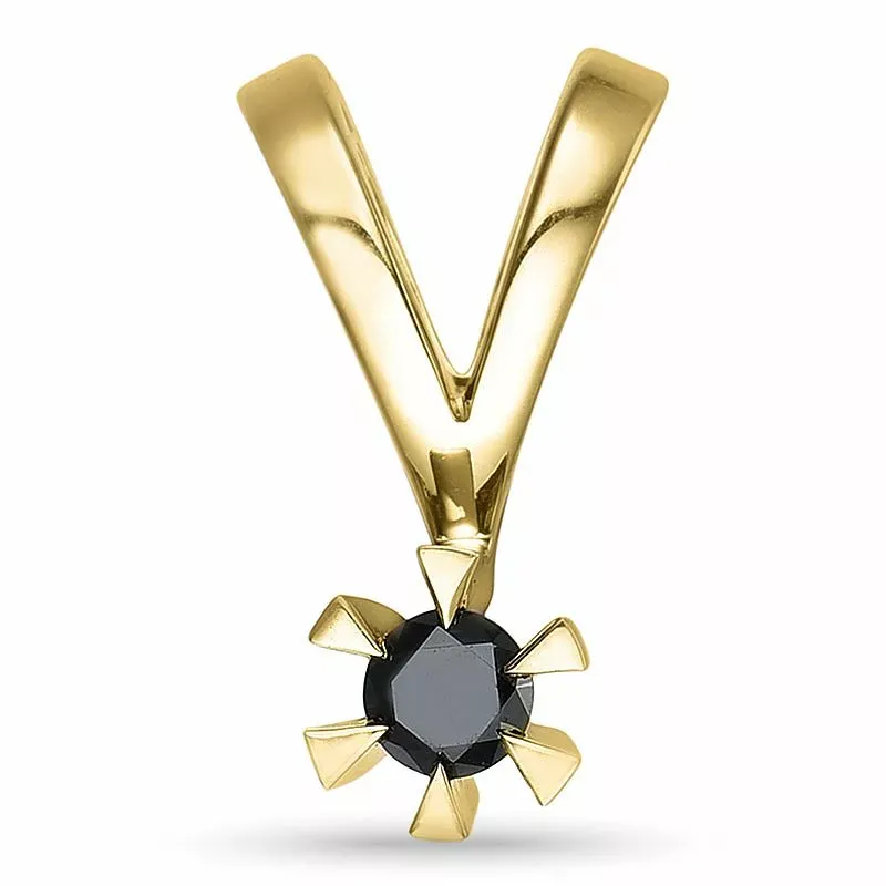 schwarz Solitäranhänger in 9 karat Gold 0,11 ct - Anhänger