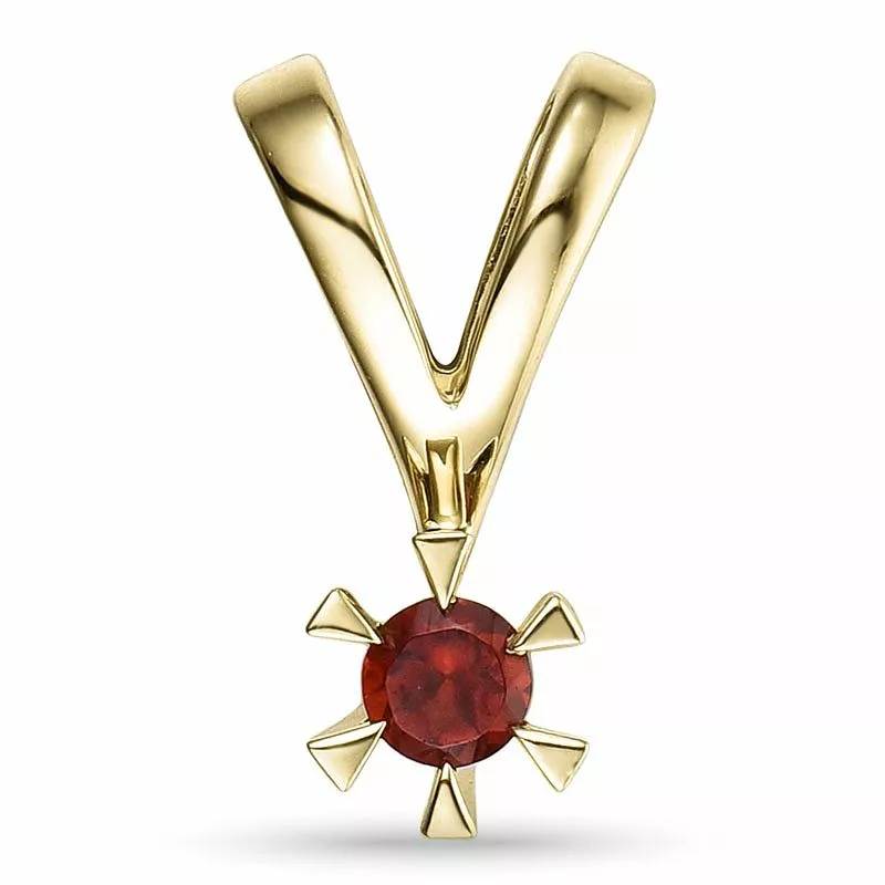 Granat Solitäranhänger aus 9 Karat Gold - Anhänger mit Solitär - Gute Auswahl an Solitäranhängern