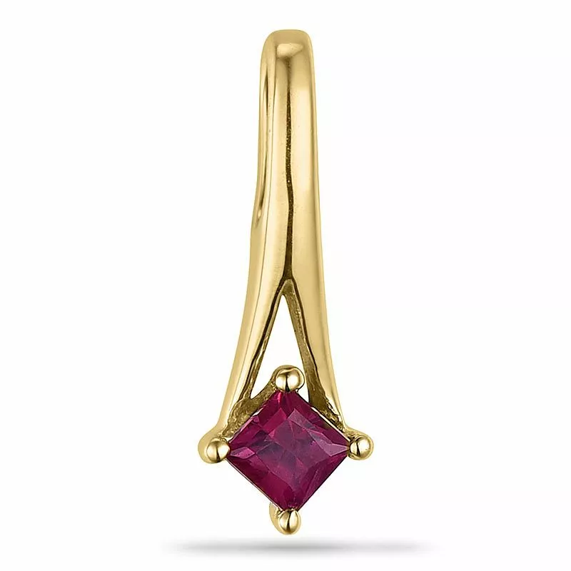 Viereckigem rubin anhänger in 9 karat gold 0,13 ct - Eckig Anhänger