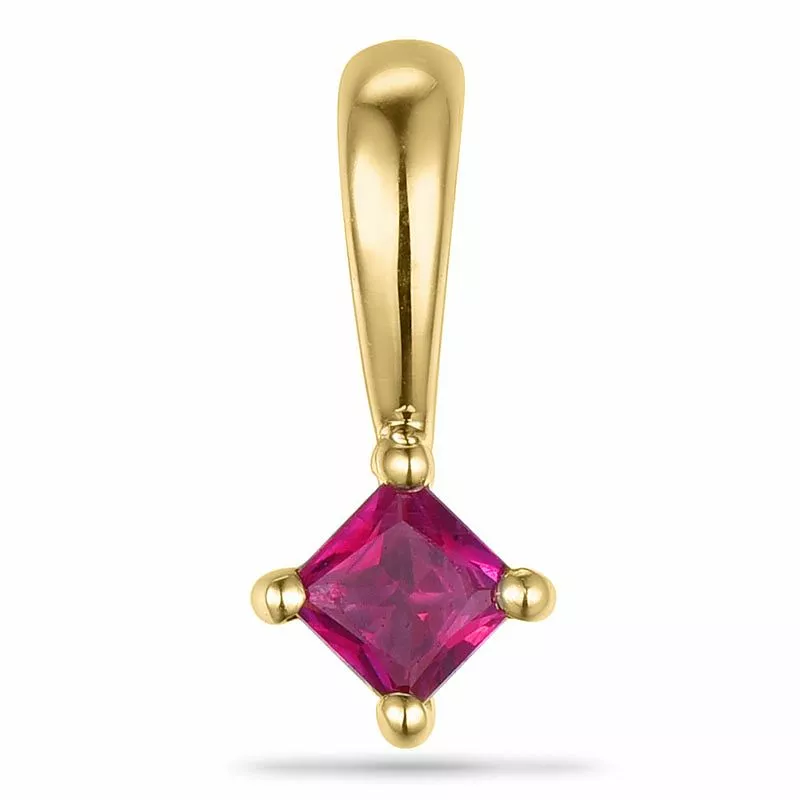 Viereckigem rubin anhänger in 9 karat gold 0,17 ct - Eckig Anhänger