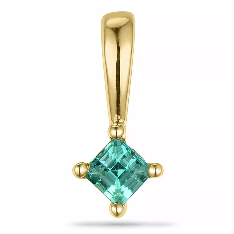 Viereckigem smaragd anhänger in 9 karat gold 0,13 ct - Eckig Anhänger