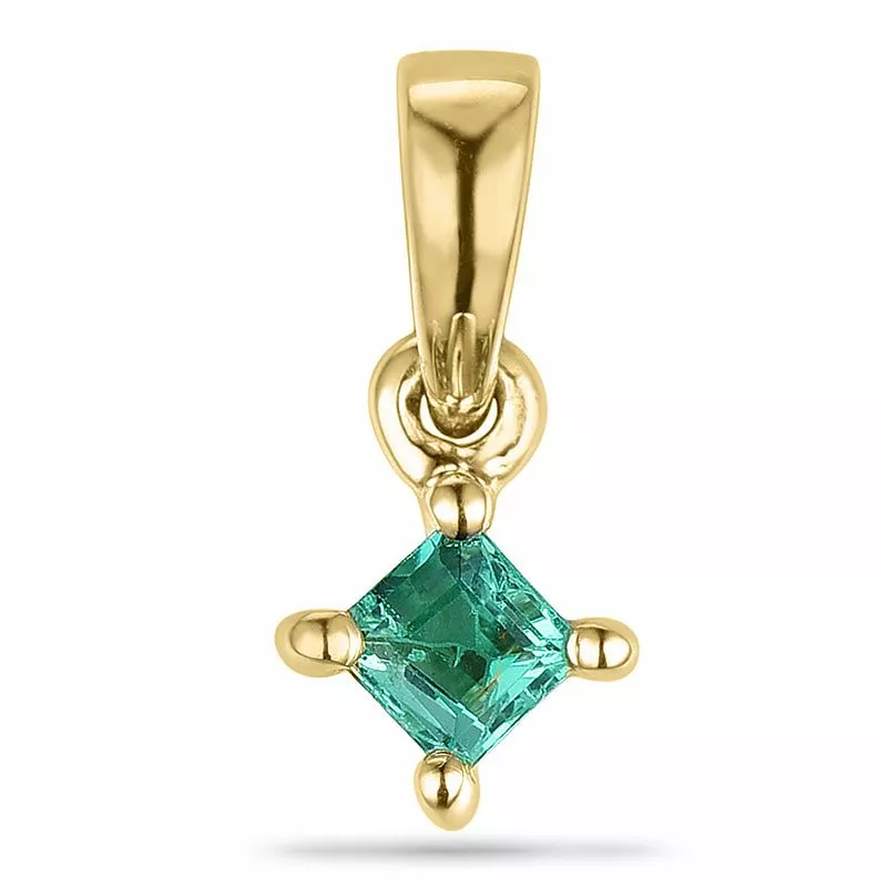 Viereckigem smaragd anhänger in 9 karat gold 0,13 ct - Eckig Anhänger