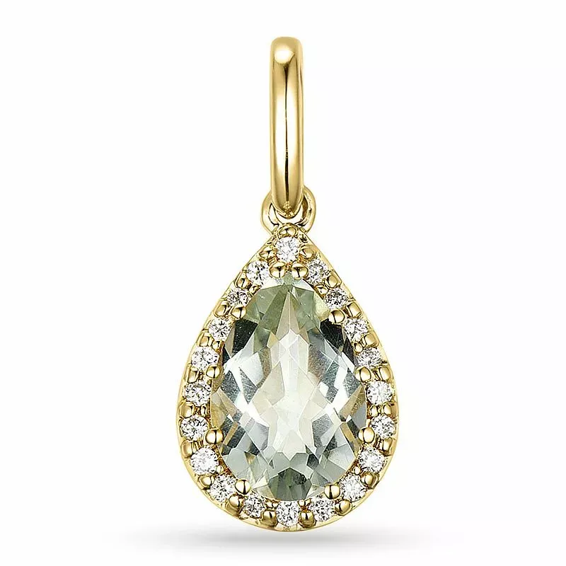 grünem Amethyst Diamantanhänger in 9 karat Gold 1,55 ct 0,10 ct - Schmuck - Günstige Schmuck online kaufen hier auf Chanti