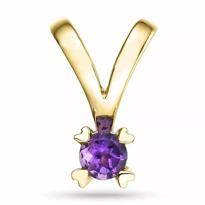 Amethyst Solitäranhänger in 9 karat Gold 0,22 ct - Schmuck mit Formen