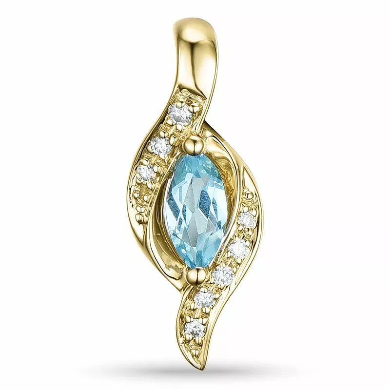 Elegant abstraktem Topas Anhänger in 9 karat Gold 0,04 ct 0,30 ct - Blautopasanhänger - Wählen Sie einen Anhänger in Blau - Online