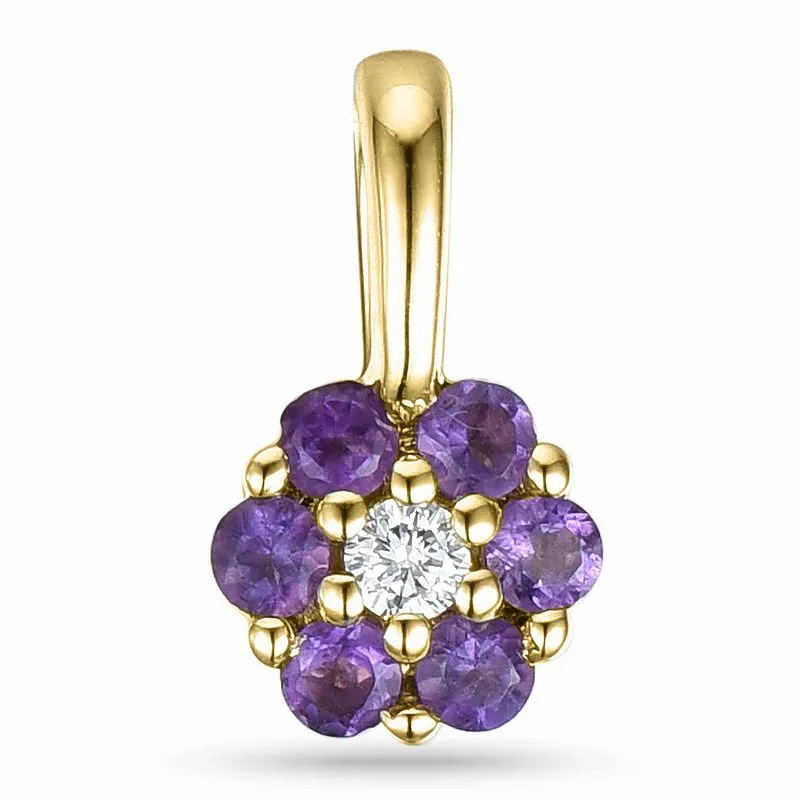Elegant runder amethyst anhänger in 9 karat gold 0,02 ct ct 0,12 ct - Schmuck mit Formen