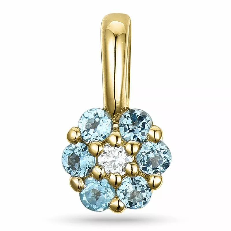 runder Topas Diamantanhänger in 9 karat Gold 0,02 ct 0,17 ct - Blautopasanhänger - Wählen Sie einen Anhänger in Blau - Online